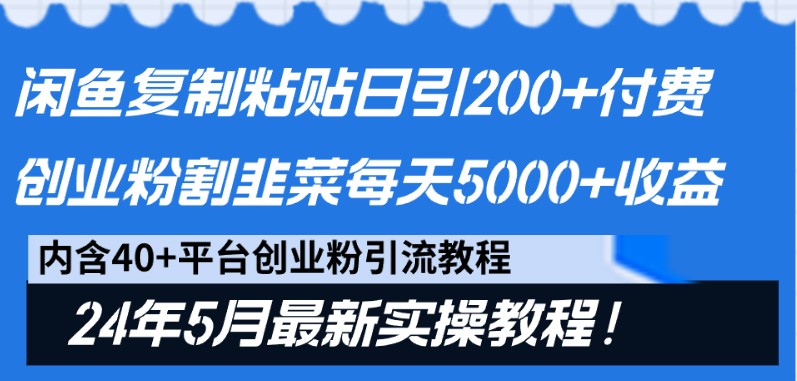 闲鱼创业粉引流秘籍：日引200+付费粉，5月最新方法轻松日赚5000+-54创业网