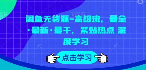 闲鱼无货源-高级班，最全最新最干，紧贴热点 深度学习